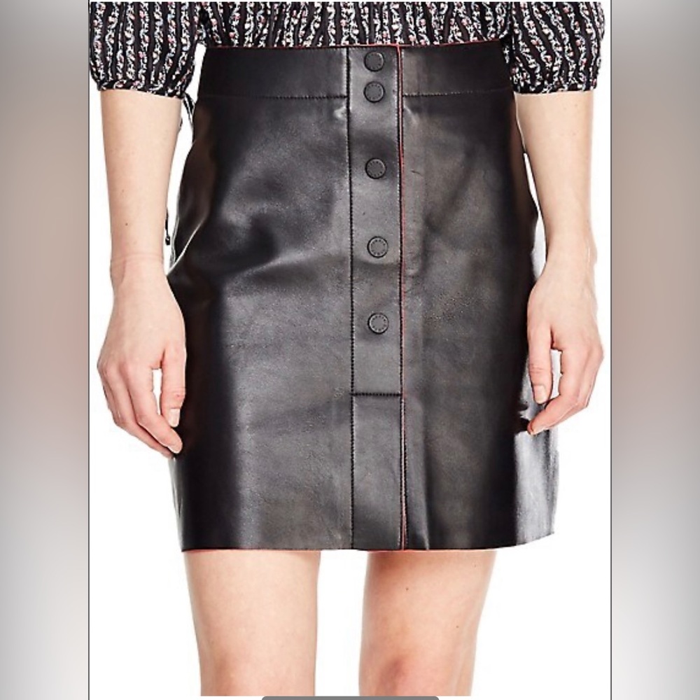 Sandro Milla Leather Skirt Black Genuine leather🔥